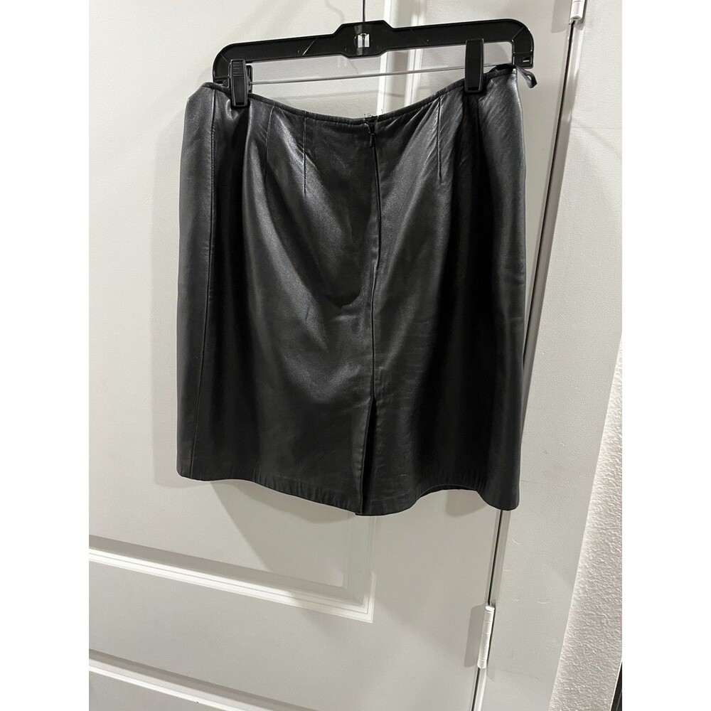 Anne Klein II Black Leather  Skirt Size 10